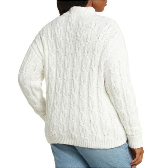 NEW CASLON NORDSTROM Women's Cable Stitch Funnel Neck Sweater Size S - Picture 2 of 9